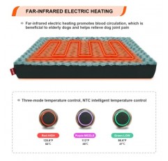 HyphessAda 확장된 난방 면적을 갖춘 업그레이드된 온열 개 침대, 메모리 폼이 있는 12V 안전 전압 관절염 정형외과용 개 침대, 중형, 대형, XL 개용 방수 커버가 있는 온열 애완 동물 침대(대형)