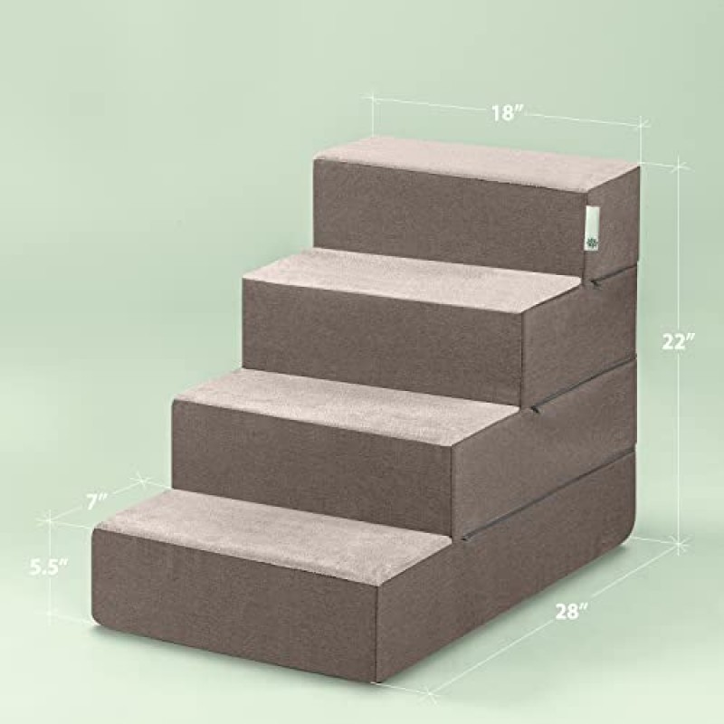 ZINUS Easy Pet Stairs, 애완동물 경사로, 애완동물 사다리, 대형, 모래