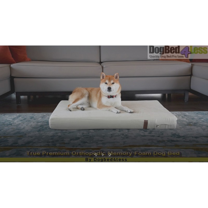 Dogbed4less 정형외과용 젤 냉각 메모리 폼 개 침대(방수 라이너 및 중소형 애완동물을 위한 외부 세탁 가능 스웨이드 커버 포함)