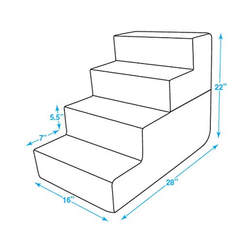 Best Pet Supplies의 CertiPUR-US 인증 폼이 포함된 접이식 애완동물 계단/계단 - 갈색 격자, 4단계(H: 22