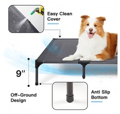 suddus 대형견용 고가 개 침대, 지상에서 올려진 개 해먹 침대, 실내 및 실외 사용을 위한 초대형견용 외부 개 침대 침대, 회색