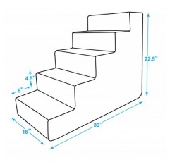 최고의 애완동물 용품 작은 개와 고양이를 위한 폼 애완동물 계단, 소파, 소파 및 높은 침대 오르기를 위한 휴대용 경사로 계단, 미끄럼 방지 균형 계단 지지대, 발 안전 - 애쉬 그레이 린넨, 5단계(H: 22.5