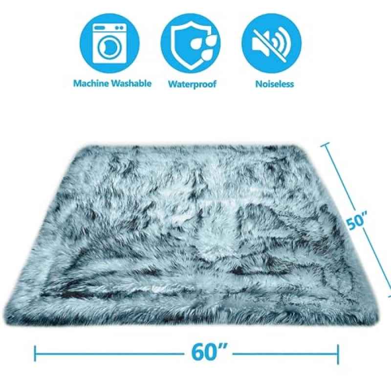 방수 개 담요, 자고, 새끼를 낳고, 편안함을 주는 봉제 담요, 부드럽고 얼룩 방지 표면이 있는 애완동물 모피, 침대, 자동차, 소파 및 가구 보호, 기계 세탁 가능(60
