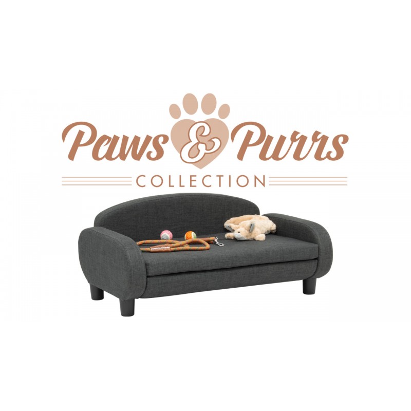 Paws & Purrs 모던한 애완동물 소파 31.5인치 와이드 낮은 등받이 라운지 침대, 탈착식 매트리스 커버, 에스프레소/오트밀 소재