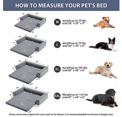 대형견용 WNPETHOME 정형외과용 개 소파, 접이식 폼 애완동물 매트가 있는 초대형 방수 개 소파 침대, 탈착식 세척 가능한 개 소파 침대 커버 및 미끄럼 방지 바닥, 측면 베개가 있는 XXL 개 침대