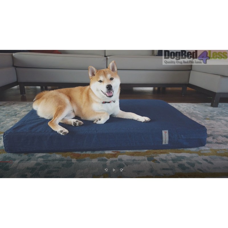 Dogbed4less 초대형 정형외과용 젤 메모리폼 개 침대, 방수 라이너, 내구성이 뛰어난 데님 커버 및 추가 애완동물 침대 커버, 40X35X4인치