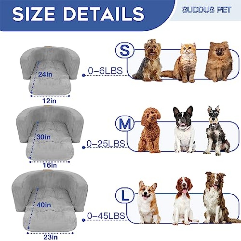 대형견용 suddus 개 침대, 고밀도 폼이 있는 개 소파 침대, 탈착식 커버가 있는 개 소파