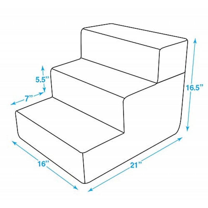 최고의 애완동물 용품 작은 애완동물을 위한 접이식 폼 계단, 소파, 소파 및 높은 침대 오르기를 위한 휴대용 경사로 계단, 미끄럼 방지 실내 계단 지지대, 발 안전 - 회색 격자, 3단계(H: 16.5