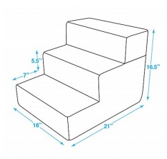 최고의 애완동물 용품 작은 애완동물을 위한 접이식 폼 계단, 소파, 소파 및 높은 침대 오르기를 위한 휴대용 경사로 계단, 미끄럼 방지 실내 계단 지지대, 발 안전 - 회색 격자, 3단계(H: 16.5