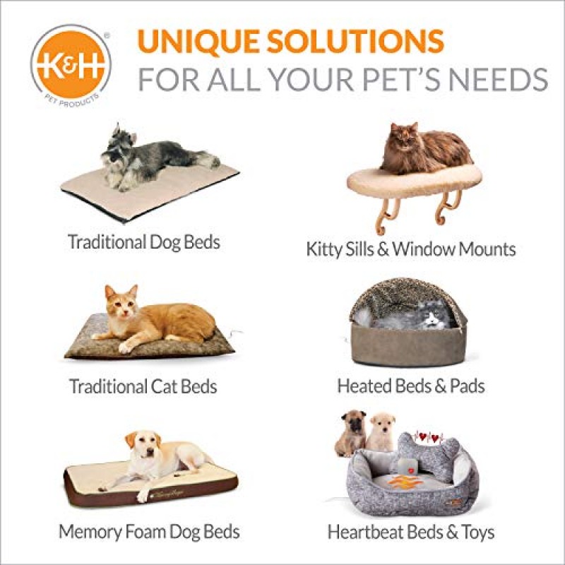 K&H Pet Products 정형외과용 야외 온열 개 침대 전기 소프트 그레이 미디엄 19 X 24인치