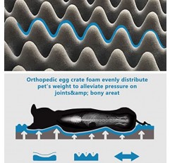 HNUOUNH 정형외과용 개 침대, 중형, 대형 및 초대형 개용 방수 개 침대, 세척 가능한 탈착식 커버와 미끄럼 방지 바닥이 있는 계란 폼 애완 동물 침대, 회색 XXL(47 x 29 x 4인치)