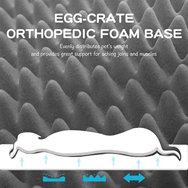 대형 점보 대형견용 개 침대 매트 - 정형외과용 개 애완동물 두꺼운 계란 폼 상자, 장미 플러시 커버, 방수 라이닝 및 미끄럼 방지 바닥으로 구성된 내구성 있는 상자 침대 매트리스(XXL(47'x29'x4'), 검은색 측면)