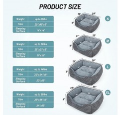 대형 중형 소형견을 위한 MIXJOY 개 침대, 세척 가능한 직사각형 잠자는 강아지 침대, 정형외과용 애완동물 소파 침대, 실내 고양이를 위한 부드러운 진정 고양이 침대, 다양한 크기의 미끄럼 방지 바닥(35', 회색)