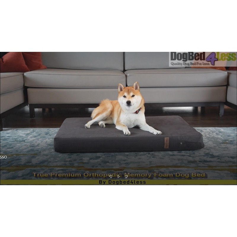 Dogbed4less 정형외과 소형 중형 젤 메모리 폼 애완견 침대, 에스프레소 마이크로스웨이드 커버 및 추가 외부 케이스가 포함된 방수 라이너 35X20X4인치