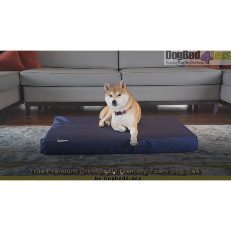 Dogbed4less XL 정형외과 젤 냉각 메모리 폼 대형 애완동물용 개 침대, 방수 라이너 및 1680 나일론 네이비 블루 외부 커버, 47X29X4인치(48X30 상자에 적합)