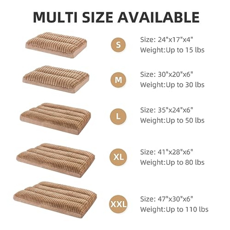 HEOU 대형견용 정형외과용 개 침대, 이중 두꺼운 대형견 침대, 방수 안감이 있는 메모리 폼 개 침대, 탈착식 커버 및 미끄럼 방지 바닥이 있는 세척 ​​가능한 개 침대, 47