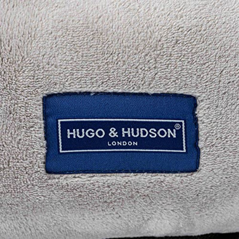 HUGO & HUDSON 라운드 도넛형 개 침대 - 소형견, 중형견, 대형견을 위한 럭셔리 매우 편안하고 세탁 가능한 봉제 인형 애완동물 침대 - 밝은 회색 - 직경 31.5