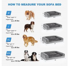 110파운드 미만의 초대형견을 위한 Girwor 개 침대, 정형외과용 볼스터 소파 애완동물 침대, 매우 부드러운 직물 및 방수 안감, 세탁 가능한 커버 및 미끄럼 방지 바닥 편안한 수면을 위한 계란 폼 개 상자 침대