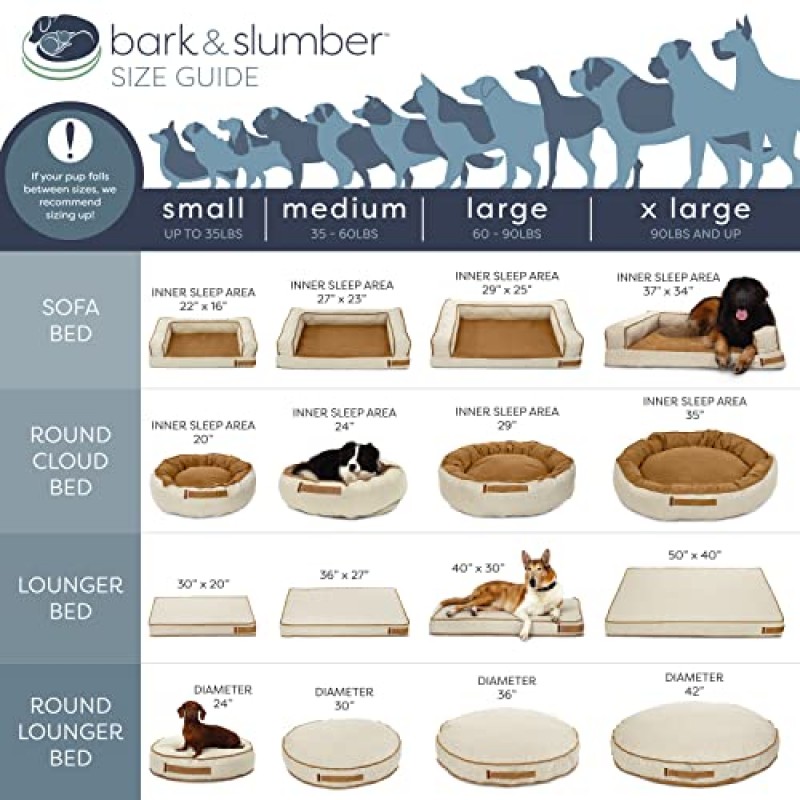 Bark and Slumber 루나 리넨 크림 XL 플러시 라운드 클라우드 도그 침대