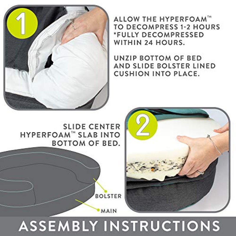 Hyper Pet 내구성 드리머 디럭스 HyperFoam 및 HyperLock 내구성 있는 개 침대(정형외과용 개 침대, 소형 개 침대, 대형 개 침대, 초대형 개 침대, 세척 가능한 개 침대 및 진정용 개 침대) 소형: 30
