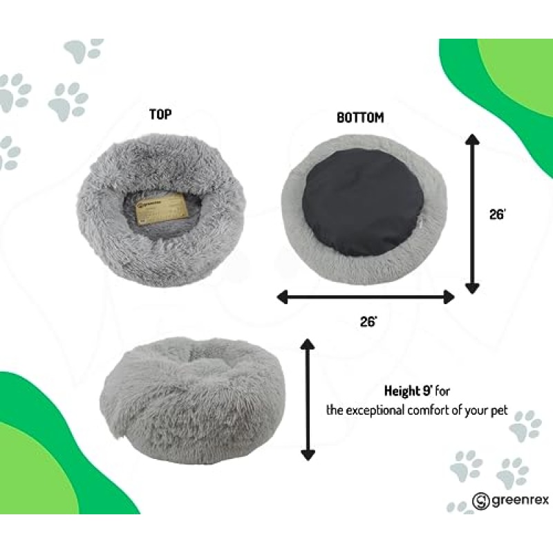 Greenrex 진정 개 침대, 도넛형 개 침대, 담요가 부착된 개 침대, 껴안는 개 침대, 소형 중형 대형견용 개 침대(20