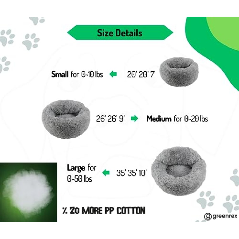 Greenrex 진정 개 침대, 도넛형 개 침대, 담요가 부착된 개 침대, 껴안는 개 침대, 소형 중형 대형견용 개 침대(20