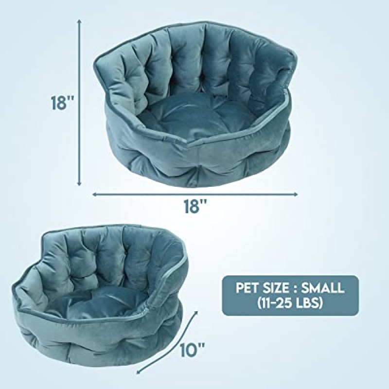 Precious Tails Tufted 애완동물 침대 껴안기, 소형견 개 및 고양이, 측벽이 있는 울트라 플러시 라운드 라운지 쿠션, 로즈