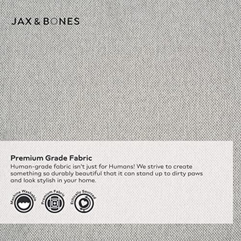 Jax & Bones 개 침대 라운지 - 개를 위한 세탁기로 세탁 가능한 침대 - 추가 내구성 강화 측면 - 작은 회색 개 매트 침대 | 24 x 18인치