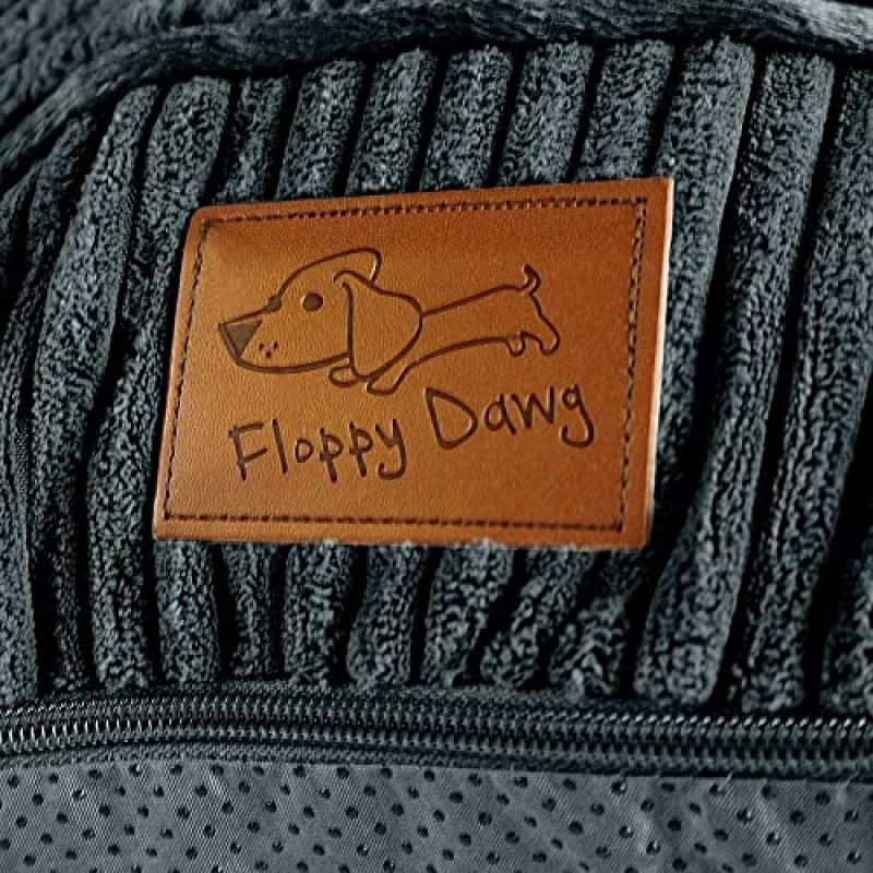 Floppy Dawg XL 개 침대 교체 커버 및 방수 내부 라이너. 손상된 개 침대를 구하십시오. 베개를 보호하세요. 새 침대를 만드세요. 48L x 30W. 회색 상단이 있는 회색.