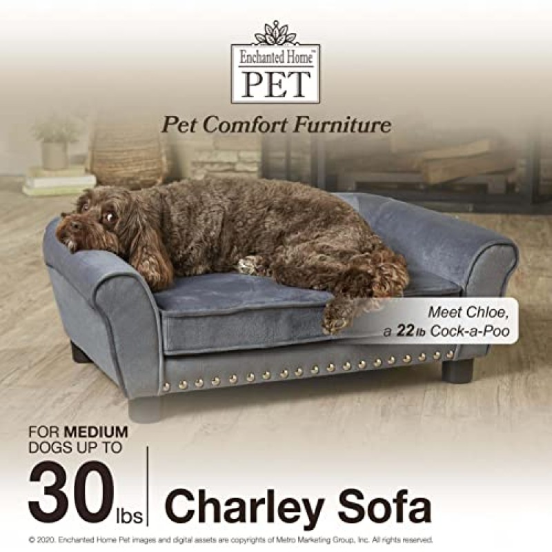 Enchanted Home Pet 회색 Charley 애완동물 소파, 31.73