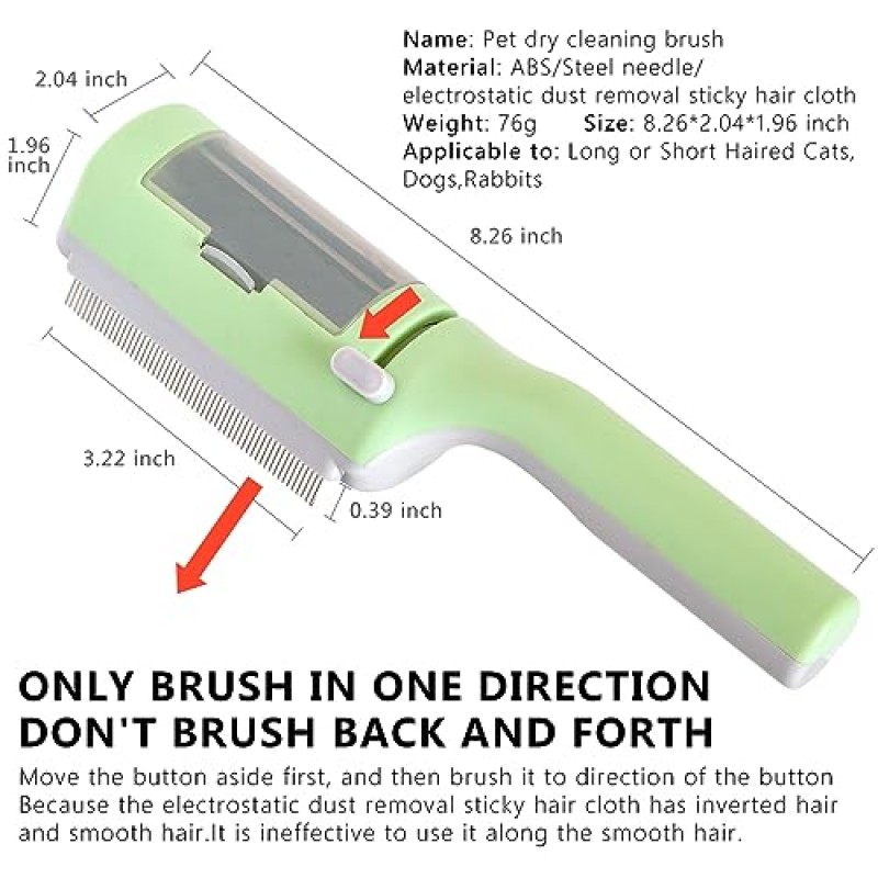 짧은 머리 또는 긴 머리의 고양이/개를 위한 Miwoowim 드라이 클리닝 브러시, 물이 없는 고양이 머리 브러시, 털갈이 및 손질을 위한 고양이 끈끈한 브러시, 실내 고양이용 고양이 브러시, 느슨한 털을 제거하는 토끼 고양이 빗
