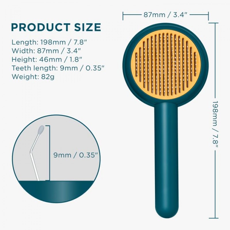 HICC 신랑! 고양이용 애완동물 그루밍 브러시, 고양이 자가 청소용 해제 버튼이 있는 헤어 브러시, 짧거나 긴 털의 고양이/개를 위한 털갈이 브러시, 늘어진 털을 제거하는 마사지, 엉킨 부분(파란색)