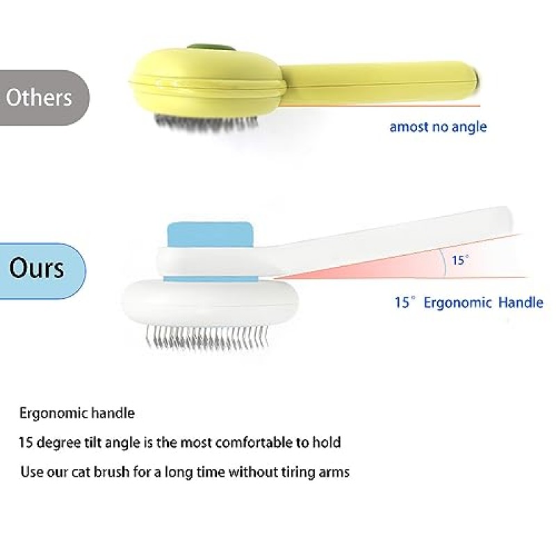털갈이 및 그루밍을 위한 Marchul 고양이 브러시, 짧거나 긴 털의 고양이/개를 위한 자체 청소 슬리커 브러시, 느슨한 속털, 엉킨 털, 털 제거를 위한 해제 버튼이 있는 고양이 브러시