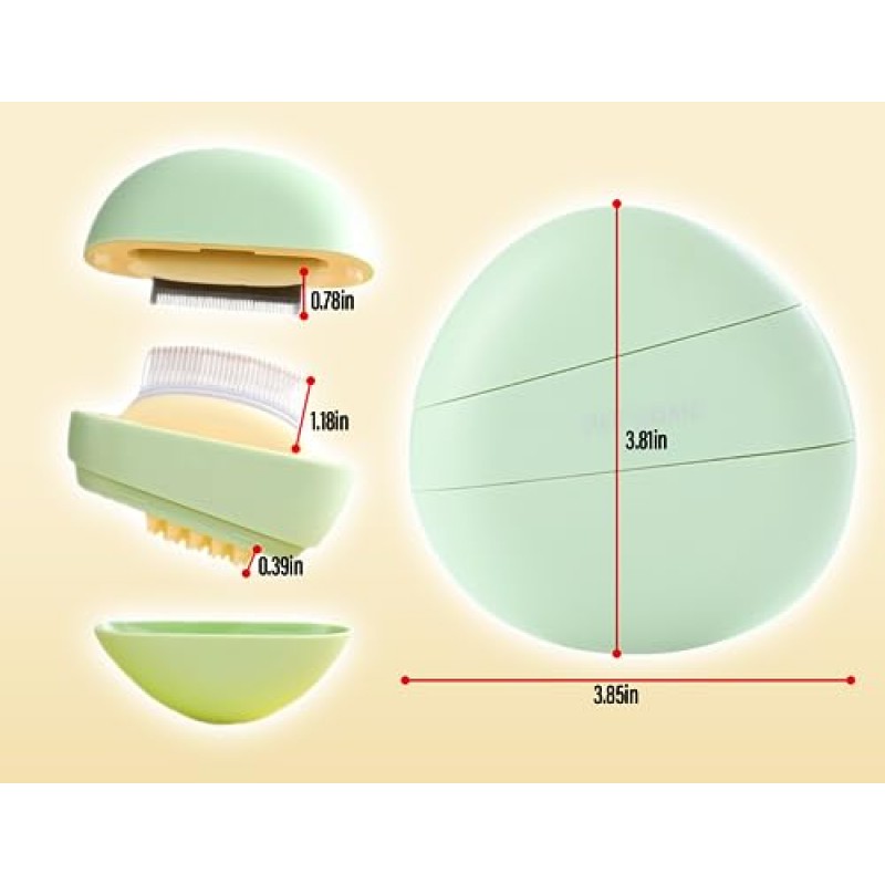 Litex Cat 마사지 쉘 빗-3 In 1 실내 고양이용 고양이 빗 짧은 머리 애완 동물 제모 마사지 빗-휴대용 Deshedding 그루밍 및 쉐딩 무광택 모피 리무버 마사지 Dematting 도구 (녹색)