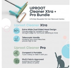 Uproot Clean 애완동물 머리 제거제 번들 - Xtra & Pro 포함 - 개 머리 제거제 및 카펫 스크레이퍼 모델 - 간편한 고양이 머리 제거제 및 소파, 옷 및 러그용 애완동물 머리 제거제 - 모든 머리카락을 제거합니다!