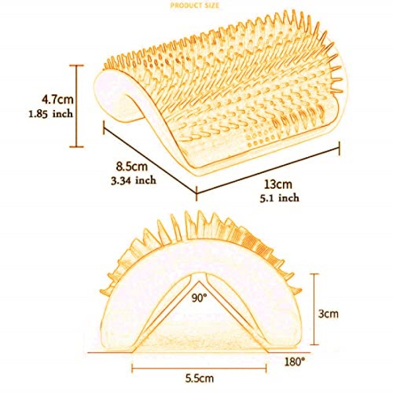 Catnip 주머니가있는 고양이 셀프 그 루머, 4 팩 벽 코너 Scratcher Groomers 짧은 긴 모피 고양이를위한 부드러운 손질 마사지 빗, 실내 고양이 새끼 고양이를위한 고양이 브러쉬 장난감