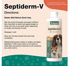 NaturVet Septiderm-V 개와 고양이용 스킨 케어 목욕 워시 – 피부염, 개 피부 알레르기, 가려움증, 핫스팟을 위한 애완동물 건강 보조제 – 애완동물 샴푸, 미용 보조제 – 8온스.