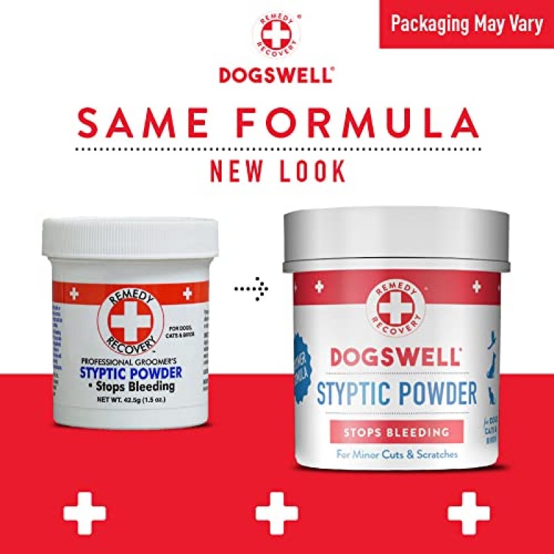 DOGSWELL Remedy+Recovery 개와 고양이용 지혈제 파우더 1.5 oz. 컨테이너