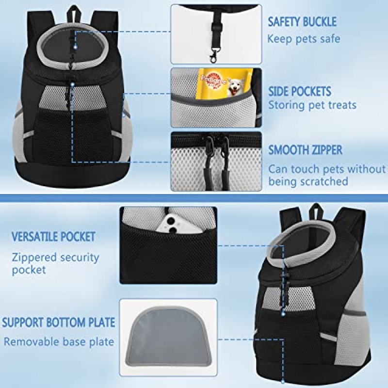 개 캐리어 배낭 애완 동물 강아지 캐리어 프론트 팩 소형 중형견을 위한 반사 안전 개 배낭 캐리어가 있는 통기성 헤드 아웃 디자인 고양이 토끼