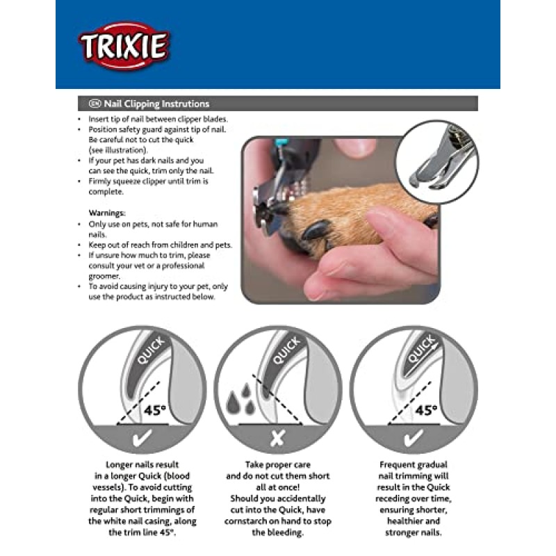 TRIXIE 애완동물 미용 손톱깎이, 소형 개, 고양이, 소형 동물 및 새용, 4.7
