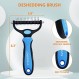 LOPEDOCAS Deshedding Brush, 개 및 고양이 용 양면 언더 코트 갈퀴, 엉킴, 매듭, 매트, 인체 공학적으로 설계된 핸들, 고양이 및 개용 디매팅 빗, 파란색, 대형용 9+17 치아