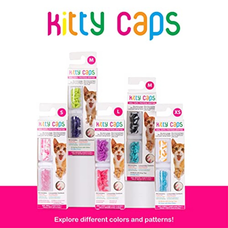 Kitty Caps 을 위한 네일 캡 | 그레이 팁이 있는 블랙 & 베이비 블루, 소형, 40개 - 3팩 | 발톱 제거에 대한 안전하고 세련되며 인도적인 대안 | 걸림과 긁힘을 방지합니다.