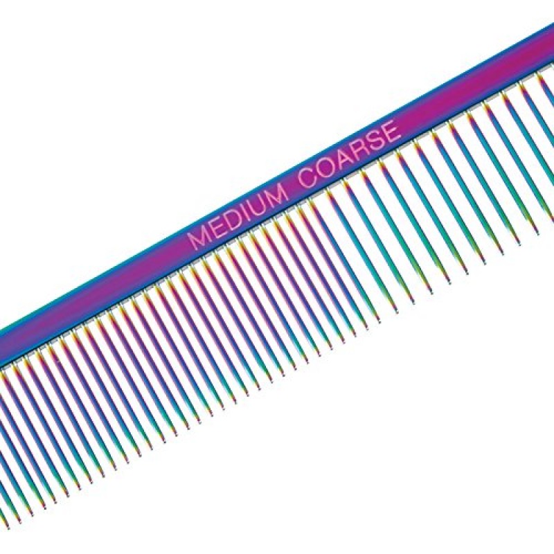 마스터 그루밍 도구 레인보우 그레이하운드 빗 — 개 손질을 위한 유럽식 빗 - 중간/거친, 7½