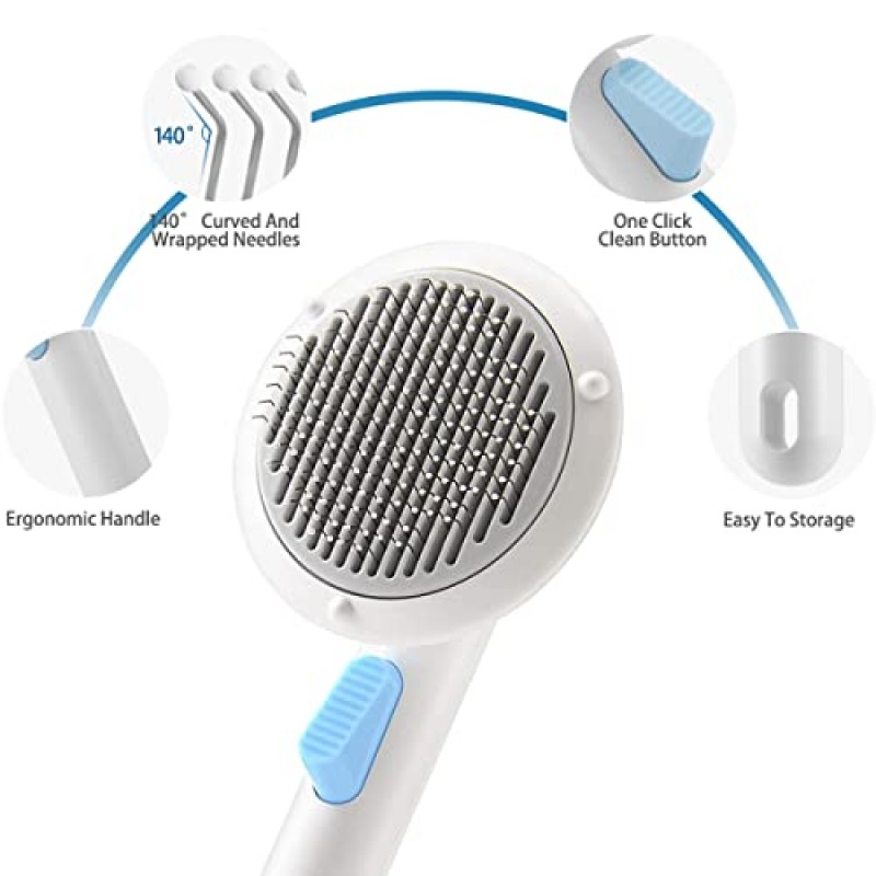 고양이 브러쉬, 털갈이용 고양이 브러쉬, 해제 버튼이 있는 고양이 브러쉬, 실내 고양이용 고양이 브러쉬, 새끼 고양이 그루밍 마사지용 셀프 클리닝 슬리커 고양이 털 브러쉬 엉킴과 느슨한 털 제거