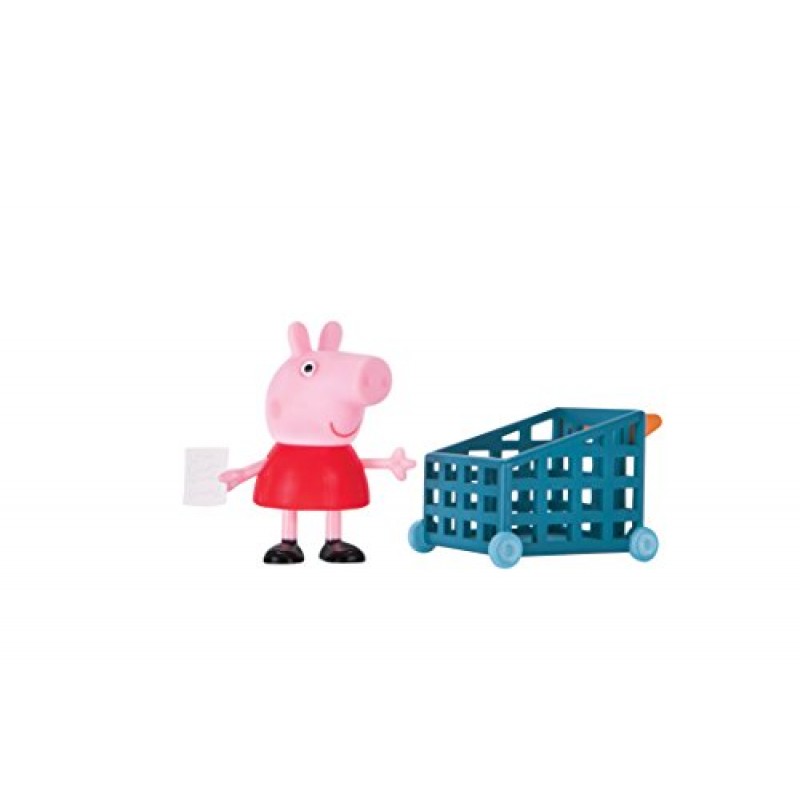 Peppa Pig 작은 식료품점 플레이 세트, 3개 - 접이식 식료품점 케이스, Peppa 피규어 및 쇼핑 카트 포함 - 어린이를 위한 장난감 선물 - 2세 이상