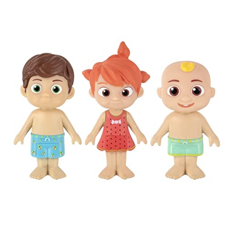 CoComelon Family Beach Time Fun Playset - 모래성, 우산, 해변 의자, 수건, 해변 플레이 세트가 포함된 JJ, Tomtom, YoYo 기능