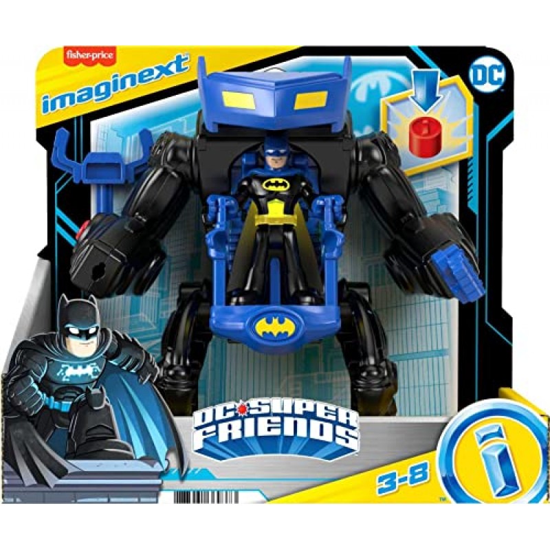 피셔프라이스 Imaginext DC 슈퍼 프렌즈 배트맨 전투 로봇, 자세를 취할 수 있는 그림 및 조명 포함 유치원 척 놀이 연령 3세 이상