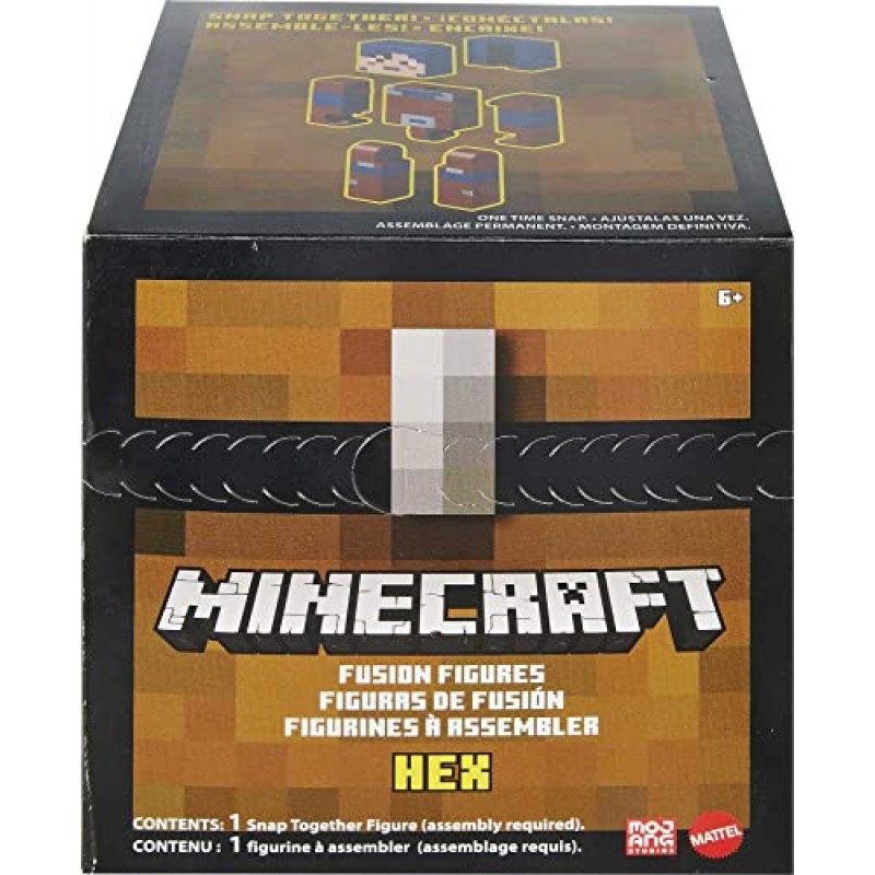 Mattel Minecraft Fusion Hex Figure Craft-a-Figure 세트, 나만의 Minecraft 캐릭터를 만들어 가지고 놀고, 거래하고 수집할 수 있으며, 6세 이상 어린이를 위한 장난감