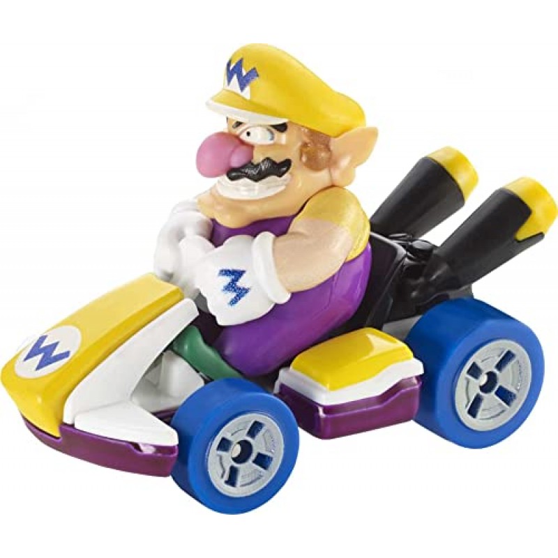 Hot Wheels Mario Kart 차량 4팩, 팬이 좋아하는 캐릭터 4개 세트 독점 모델 1개 포함, 3세 이상 어린이와 팬을 위한 수집용 선물