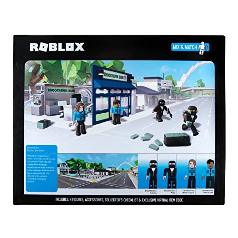 Roblox 액션 컬렉션 - Brookhaven: Outlaw and Order Deluxe Playset [독점 가상 아이템 포함]피규어 및 액세서리